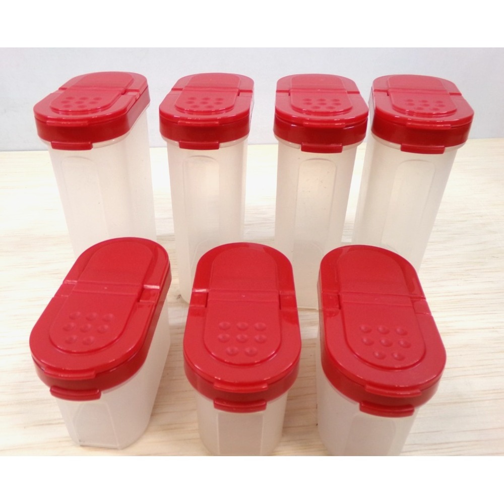 Tupperware Modular Mates Spice Containers Keepers 1846 & 1843 Red Lid Lot of 7